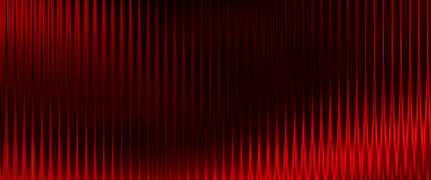 Dark red ribbed glass texture background. Abstract fluted metallic gradient.
