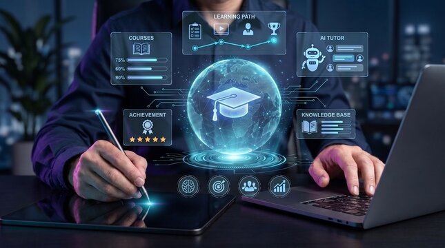Global AI learning ecosystem with personalized tutoring dashboard