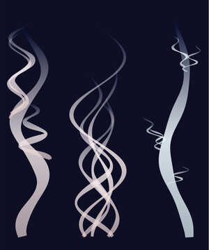 Artistic twisting smoke plumes rising against dark background fo