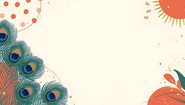 Abstract background featuring peacock feathers and traditional indian art motifs peacock feather traditional motif ethnic pattern cultural design decorative illustration creative