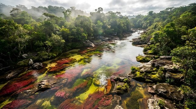 Colombia Rainbow River Aerial View