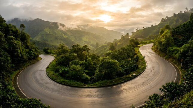Colombian Andes Winding Road Landscape
