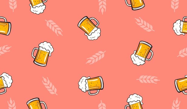 Cute beer pattern background design