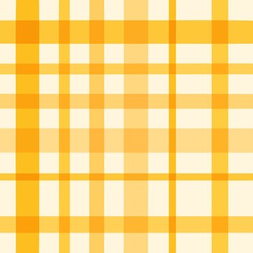 Yellow and white plaid pattern background, seamless checkered textile design.