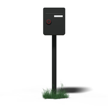 Mailbox with smart lock &ndash; 3D render on transparent background

