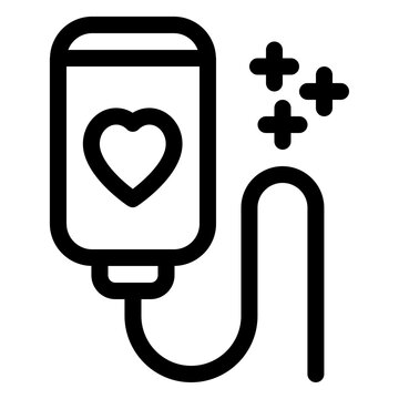 Blood donation bag hospital line icon for medical healthcare and life saving