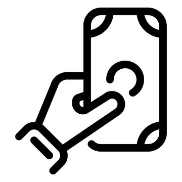 Hand giving cash money line icon for charity funding and financial assistance