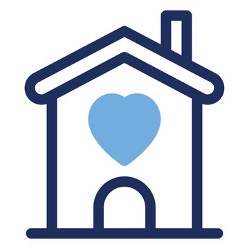 Orphanage house with heart duo tone icon for family shelter and charity home