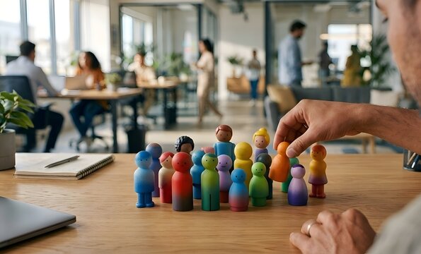 Business Team Strategy and Workforce Planning Concept with Colorful Employee Figures, Leadership, Recruitment, Team Building and Organizational Management