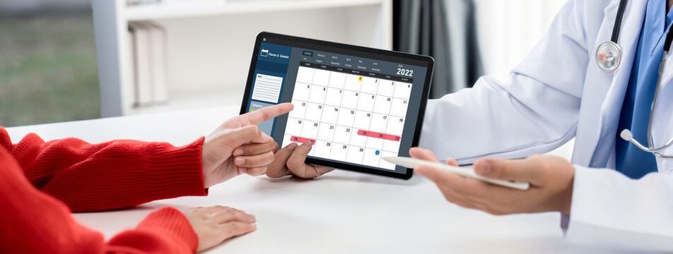 Calendar on computer software application for brisk schedule planning for personal organizer and online business