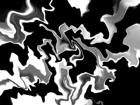 High contrast black and white fluid marble texture abstract background featuring dynamic wave patterns ideal for modern wallpaper graphic designs.
