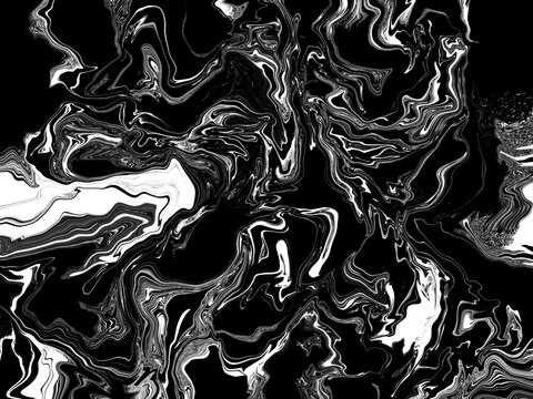 Complex high detail black fluid marble background with fine white wave lines suitable for elegant dark modern graphic design project