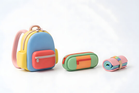 School Backpack - 3D Claymorphism Kids Illustration