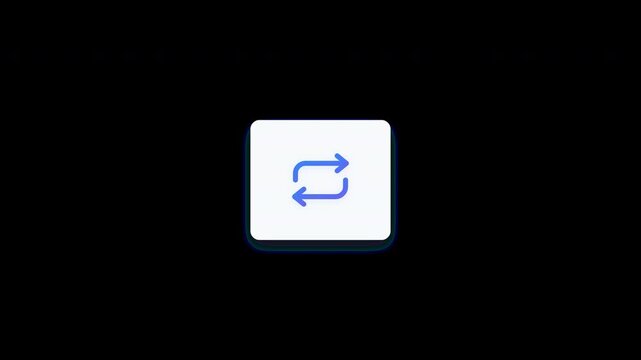 Clean minimalist retweet loop icon animation with moving energy particle inside a modern container card.