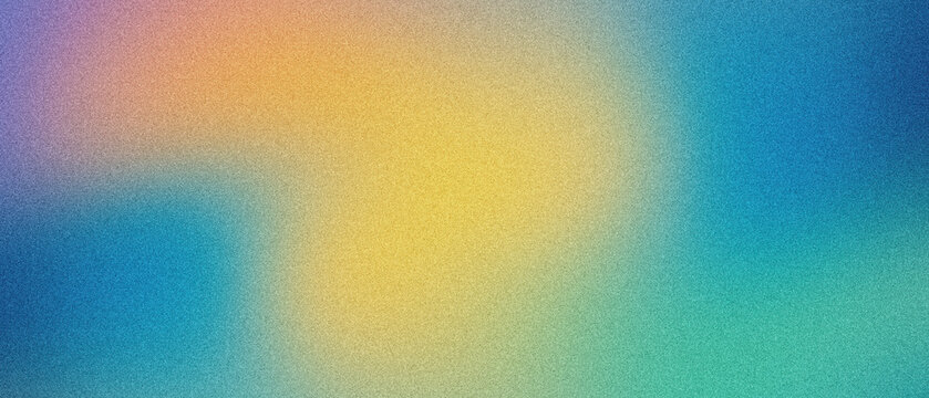 Soft grainy gradient background with vibrant color blur of purple orange yellow and blue