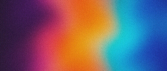 Bright colorful background with grain texture, vibrant gradient design featuring purple, pink, orange, turquoise, and blue shades © Rahman