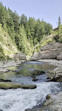 Ammer River flows through  the rocky Scheibum gorge (Ammerdurchbruch) surrounded by forest ideal for nature travel