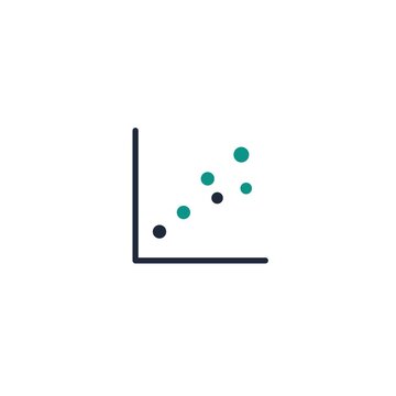 Statistical Scatter Plot Chart With Coordinate Data Markers Showing Upward Correlation
