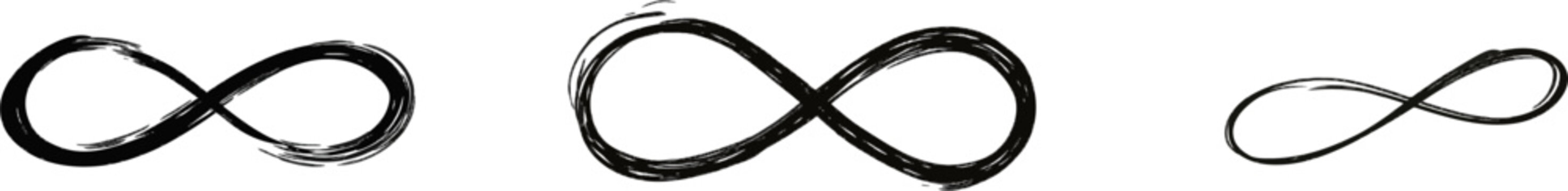 A solitary hand-drawn infinity loop symbol against a pristine white backdrop conveys an endless journey of continuous growth and evolution