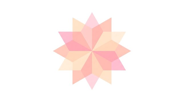 Soft pastel geometric floral star graphics. Delicate abstract flower vector art. 3 pink orange floral logo elements