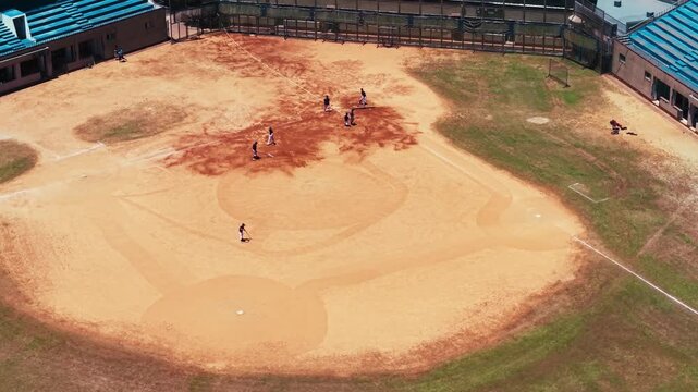 Aerial View of Baseball Field Maintenance