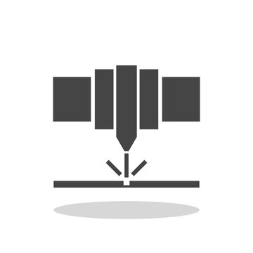 Laser cutting sign icon with shadow