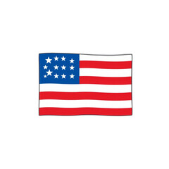 Obraz premium Star spangled banner icon in red white and blue for Independence Day, isolated vector, clean edges, no shadows, transparent background