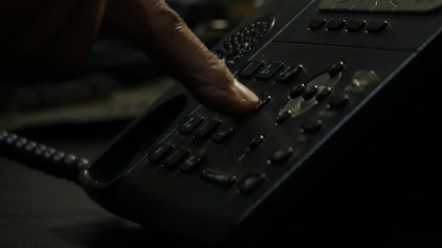 Close-Up of Finger Pressing Telephone Keypad