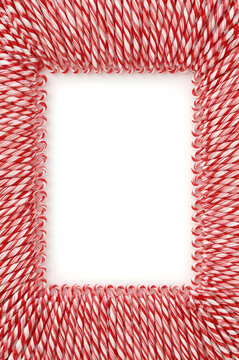 Christmas candy cane frame with copy space