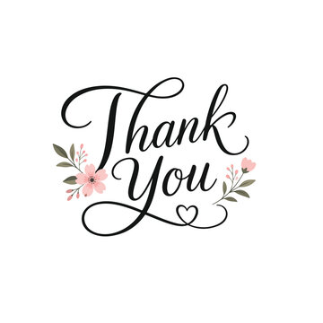 Elegant Thank You Hand Lettering with Floral Design