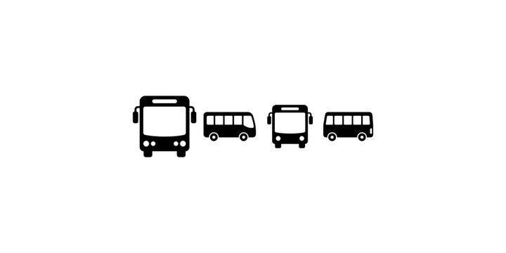 group of two large and two small bus icons symbolizing public transportation options.