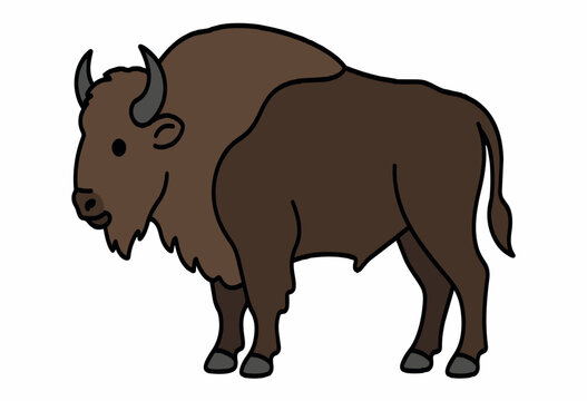 American bison buffalo wild animal side view icon mascot emblem prairie wildlife fauna symbol flat design isolated EPS vector illustration graphic