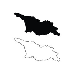 Fototapeta premium Georgia Map Silhouette And Outline Vector Graphic Asset Illustration