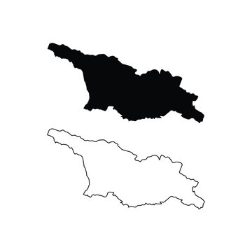 Georgia Map Silhouette And Outline Vector Graphic Asset Illustration