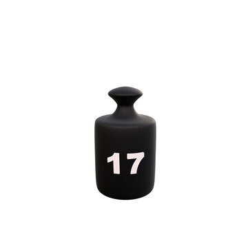 17 kg. weight of kilogram text isolated on white background. 3d render.