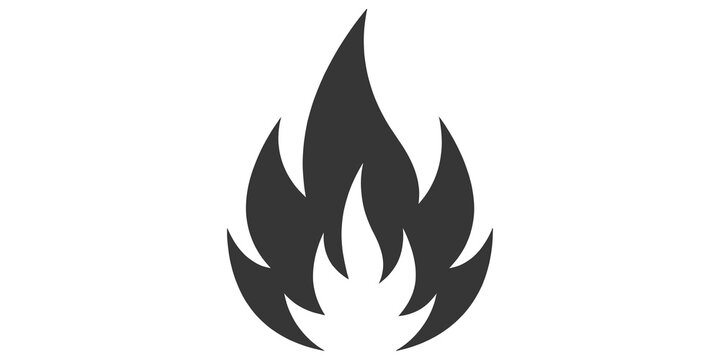Minimalist black flame vector icon representing fire or heat.