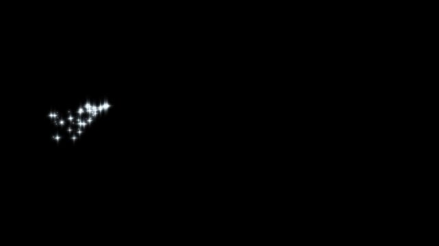 Luxury white glitter sparkle animation, fairy dust, 4k loop, glowing star particles burst, twinkling shimmer line effect, doodle stars motion, black screen background, magic starlight overlay