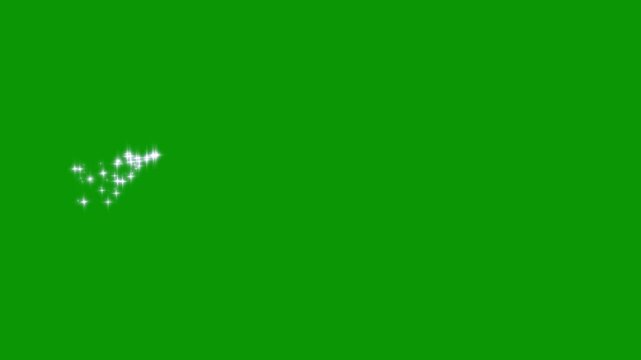 Luxury white glitter sparkle animation, fairy dust, 4k loop, glowing star particles burst, twinkling shimmer line effect, doodle stars motion, green screen background, magic starlight overlay