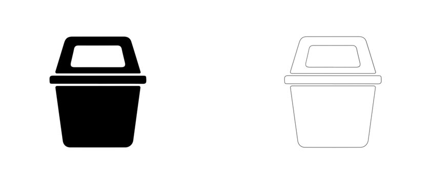 Waste sorting trash bin vector icon filled and outline, garbage container and disposal bin symbol.