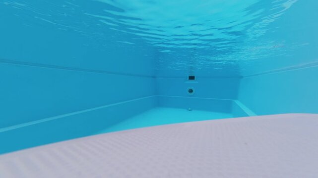 Underwater View of Swimming Pool Clean Blue Water with Wall Jets