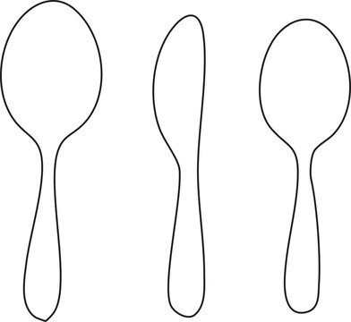 Kitchen cutlery spoon and knife outline vector