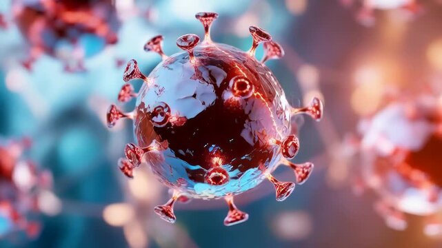 Vibrant animation of floating virus cells in microscopic detail