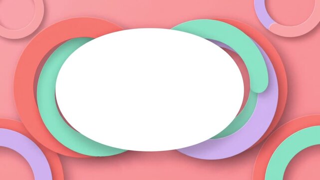 Abstract background with overlapping colorful circles and a central white oval shape for copy space
