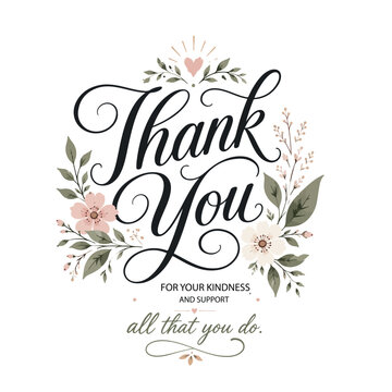 Elegant Thank You Quote Floral T-Shirt Vector Design