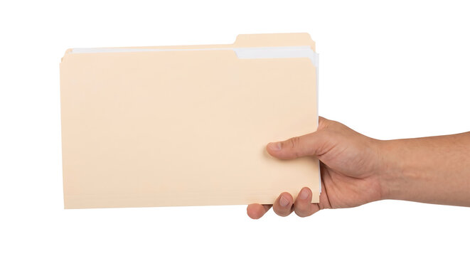 Hand holding a manila file folder