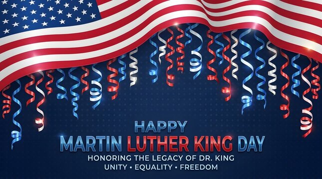 Festive american flag background celebrating martin luther king jr day 5 with colorful confetti and patriotic decorations