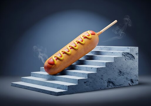 Hot dog with mustard and ketchup on a bun