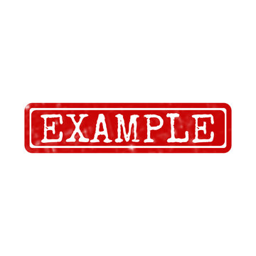 Red rubber stamp with the word example written in capital white letters for business and office document use