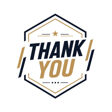 Modern Thank You Typography Badge Vector Design