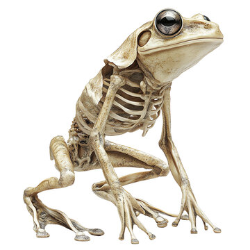 A detailed illustration of a frog skeleton showcasing its unique skeletal structure and features.